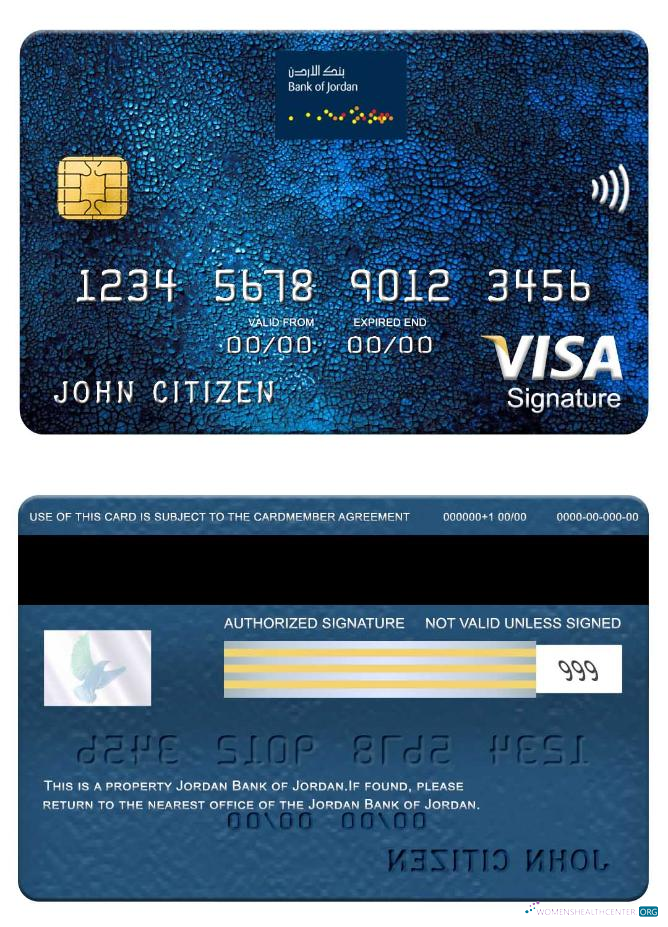 Download Jordan Bank of Jordan visa signature card Photoshop template